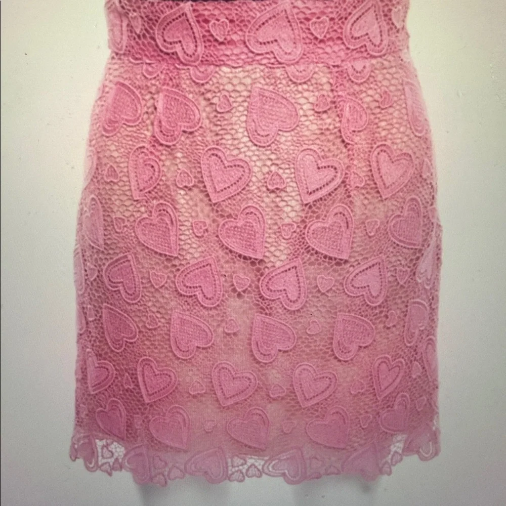Miu Miu Pink Heart Lace Mini Skirt Made in Italy Size XS Rare Coquette Archive - Picture 4 of 4